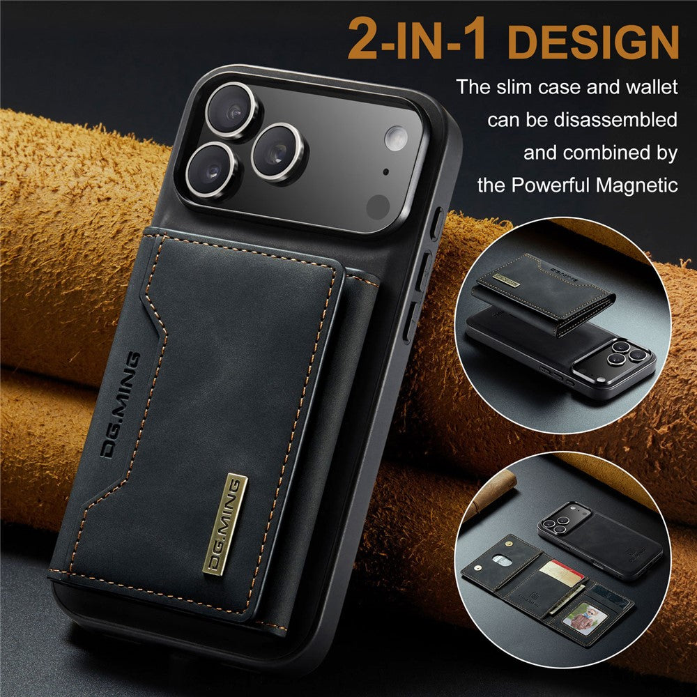 DG.MING M2 Series for iPhone 18 Pro / 17 Pro Case PU + PC + TPU Phone Cover Detachable Wallet