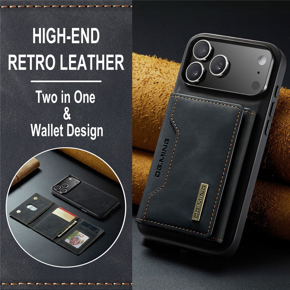 DG.MING M2 Series for iPhone 18 Pro / 17 Pro Case PU + PC + TPU Phone Cover Detachable Wallet