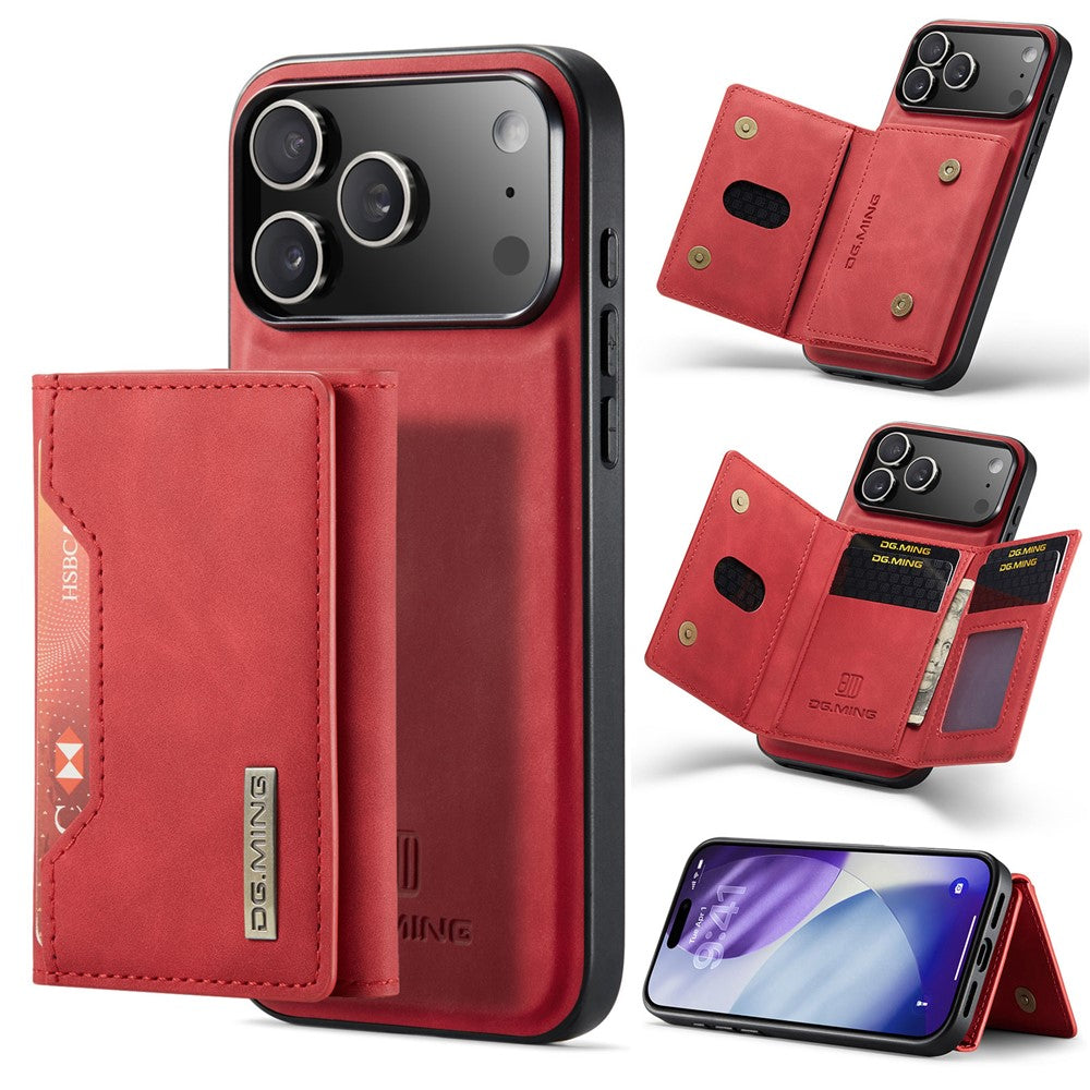 DG.MING M2 Series for iPhone 18 Pro / 17 Pro Case PU + PC + TPU Phone Cover Detachable Wallet