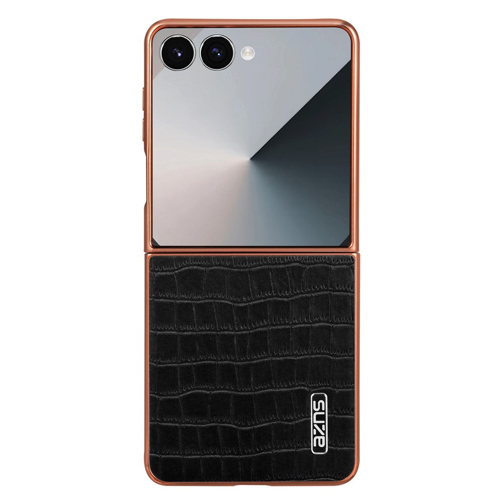 AZNS For Samsung Galaxy Z Flip7 5G Case Electroplating Crocodile Texture PU + PC Phone Cover