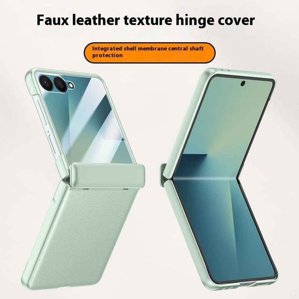 For Samsung Galaxy Z Flip7 5G Case Leather + PC Phone Cover HD Rear Small Screen Protector