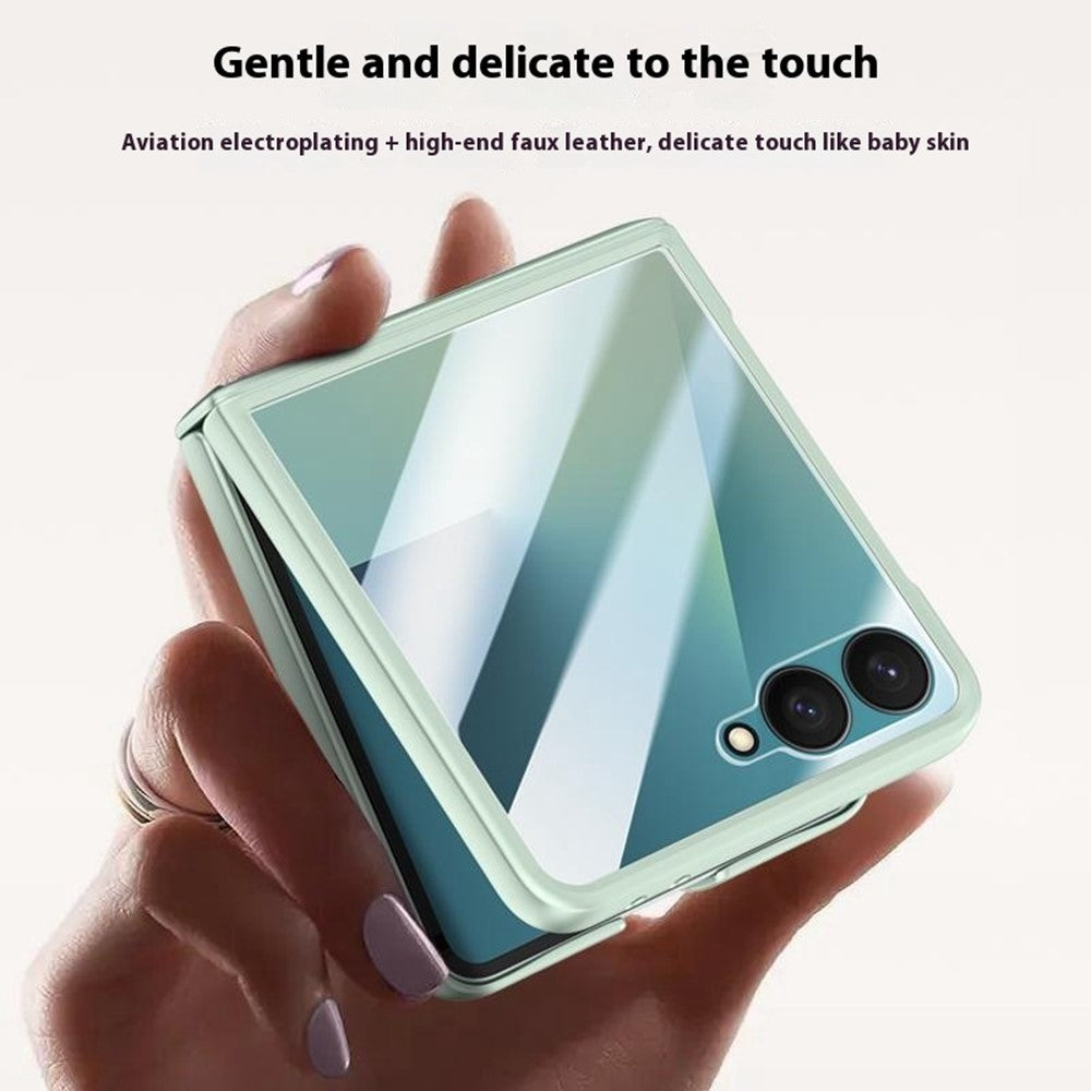 For Samsung Galaxy Z Flip7 5G Case Leather + PC Phone Cover HD Rear Small Screen Protector