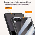 For Samsung Galaxy Z Flip7 5G Case Leather + PC Phone Cover HD Rear Small Screen Protector