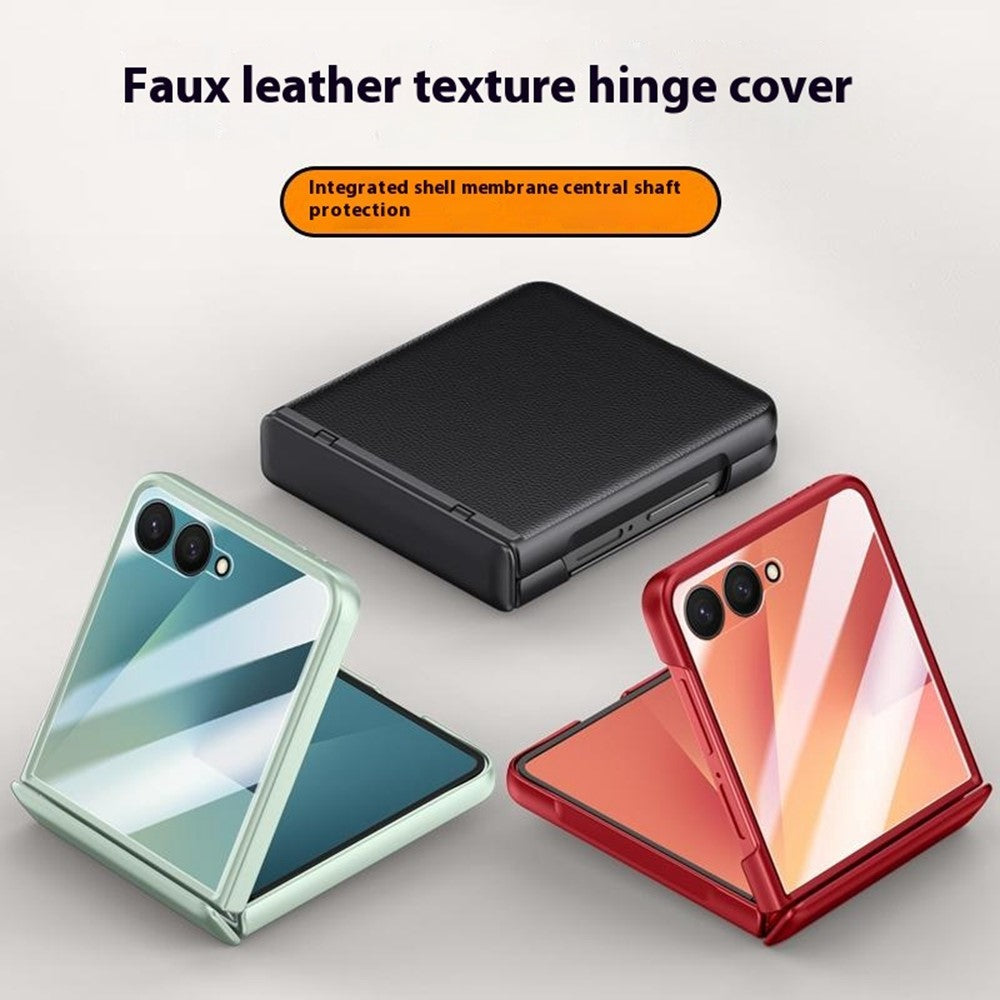 For Samsung Galaxy Z Flip7 5G Case Leather + PC Phone Cover HD Rear Small Screen Protector