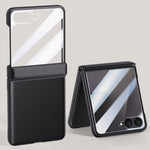 For Samsung Galaxy Z Flip7 5G Case Leather + PC Phone Cover HD Rear Small Screen Protector
