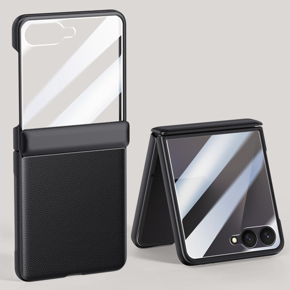 For Samsung Galaxy Z Flip7 5G Case Leather + PC Phone Cover HD Rear Small Screen Protector