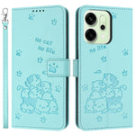 For Oppo Reno14 Pro 5G (Global) Wallet Case Cats Imprint Leather Phone Cover with Strap