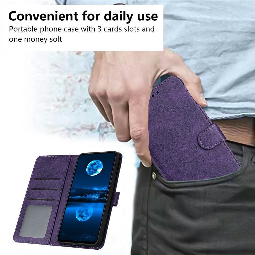 For Oppo Reno14 Pro 5G (Global) Case Flip Stand Calf Texture PU Leather Wallet Phone Cover with Strap
