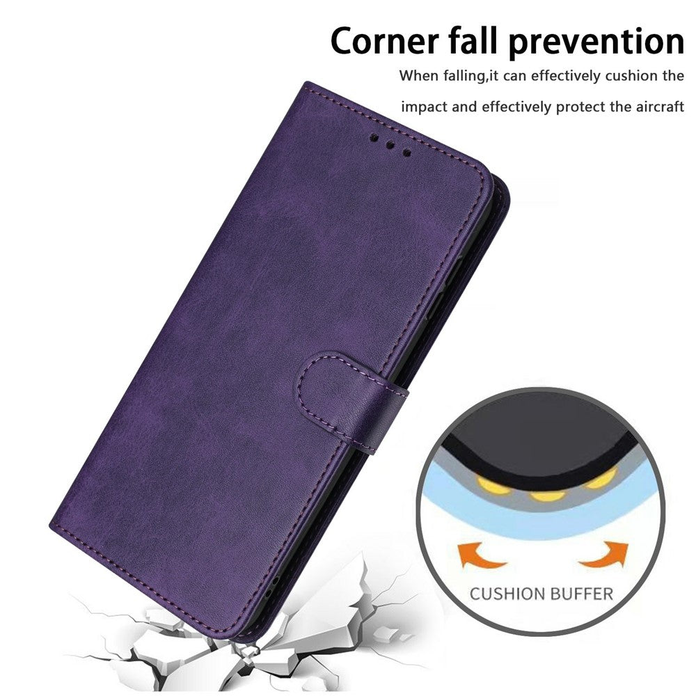 For Oppo Reno14 Pro 5G (Global) Case Flip Stand Calf Texture PU Leather Wallet Phone Cover with Strap