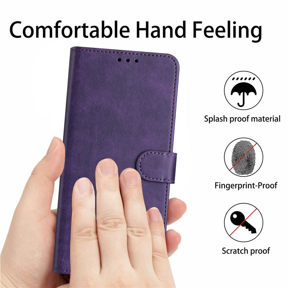 For Oppo Reno14 Pro 5G (Global) Case Flip Stand Calf Texture PU Leather Wallet Phone Cover with Strap