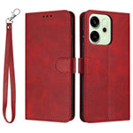 For Oppo Reno14 Pro 5G (Global) Case Flip Stand Calf Texture PU Leather Wallet Phone Cover with Strap