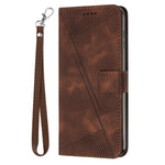 For Oppo Reno14 Pro 5G (Global) Leather Case Imprinted Triangle Phone Cover with Hand Strap