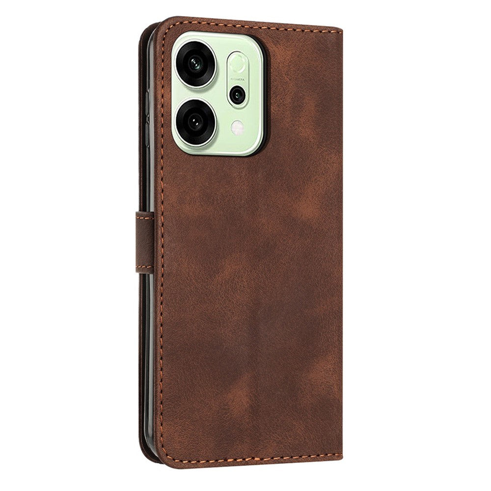 For Oppo Reno14 Pro 5G (Global) Leather Case Imprinted Triangle Phone Cover with Hand Strap