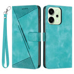 For Oppo Reno14 Pro 5G (Global) Leather Case Imprinted Triangle Phone Cover with Hand Strap