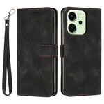 For Oppo Reno14 Pro 5G (Global) Leather Case Imprinted Triangle Phone Cover with Hand Strap