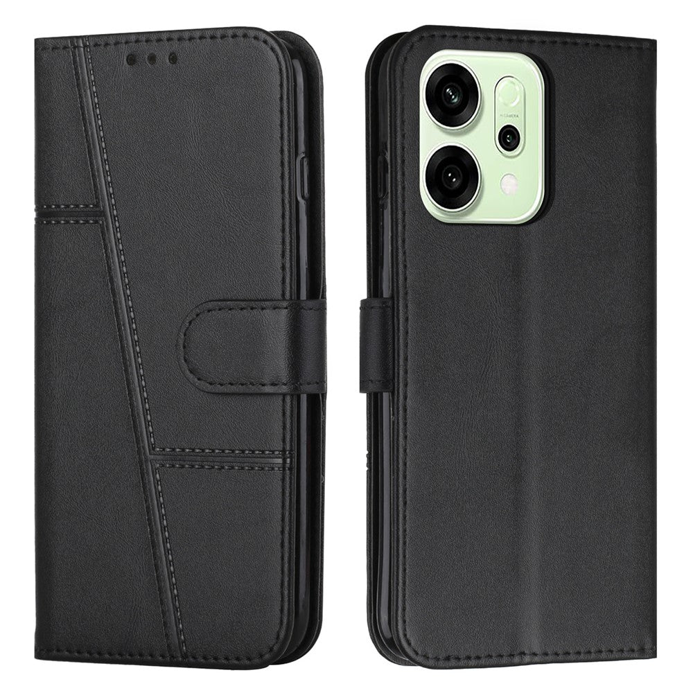 For Oppo Reno14 Pro 5G (Global) Leather Phone Case Foldable Stand Wallet Flip Cover with Strap