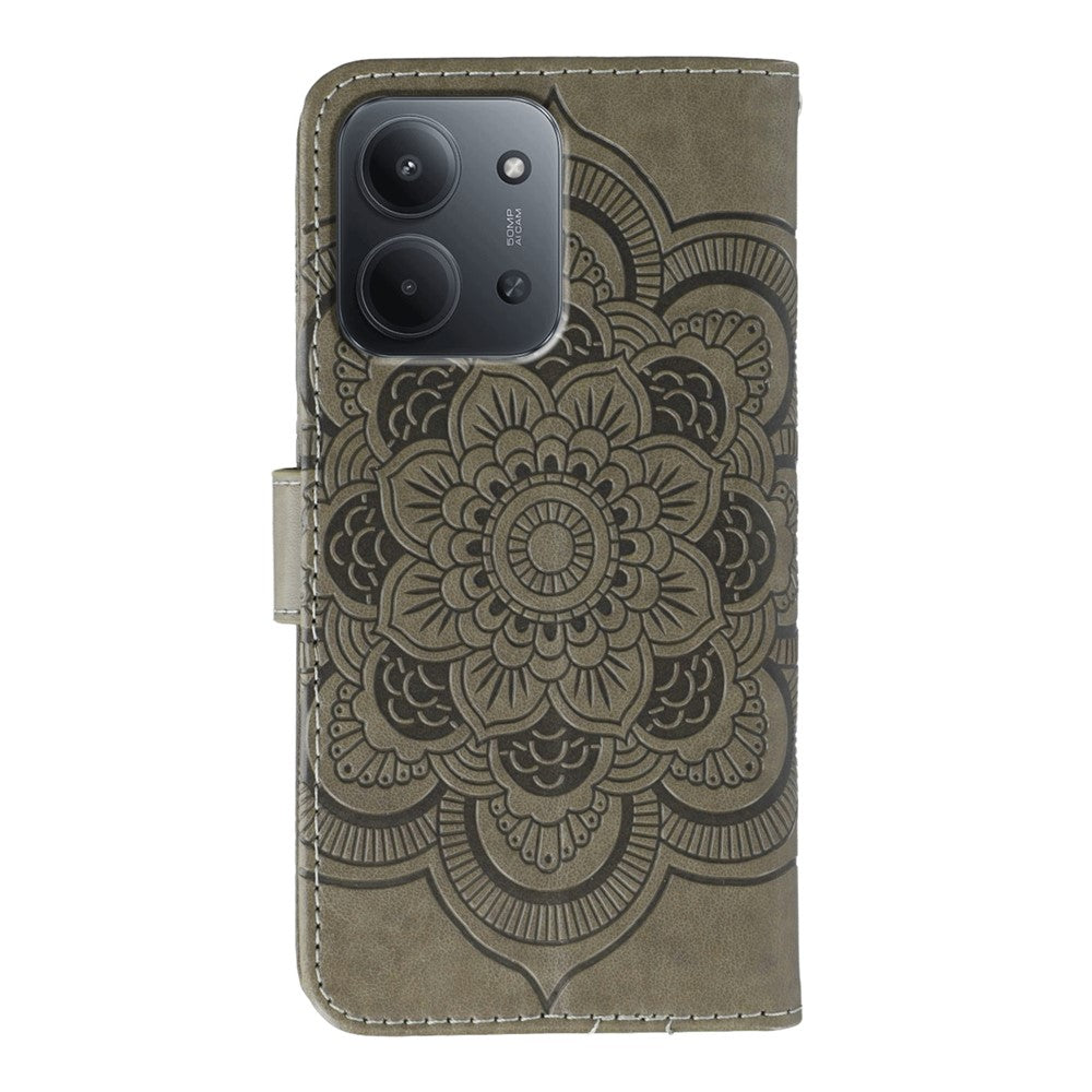 Xiaomi Redmi 15C 4G (Global) (171mm) / Poco C85 4G (171mm) skal med strassdekor, PU-läder, mandala-tryck och mobilrem