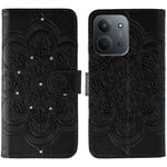 Xiaomi Redmi 15C 4G (Global) (171mm) / Poco C85 4G (171mm) skal med strassdekor, PU-läder, mandala-tryck och mobilrem