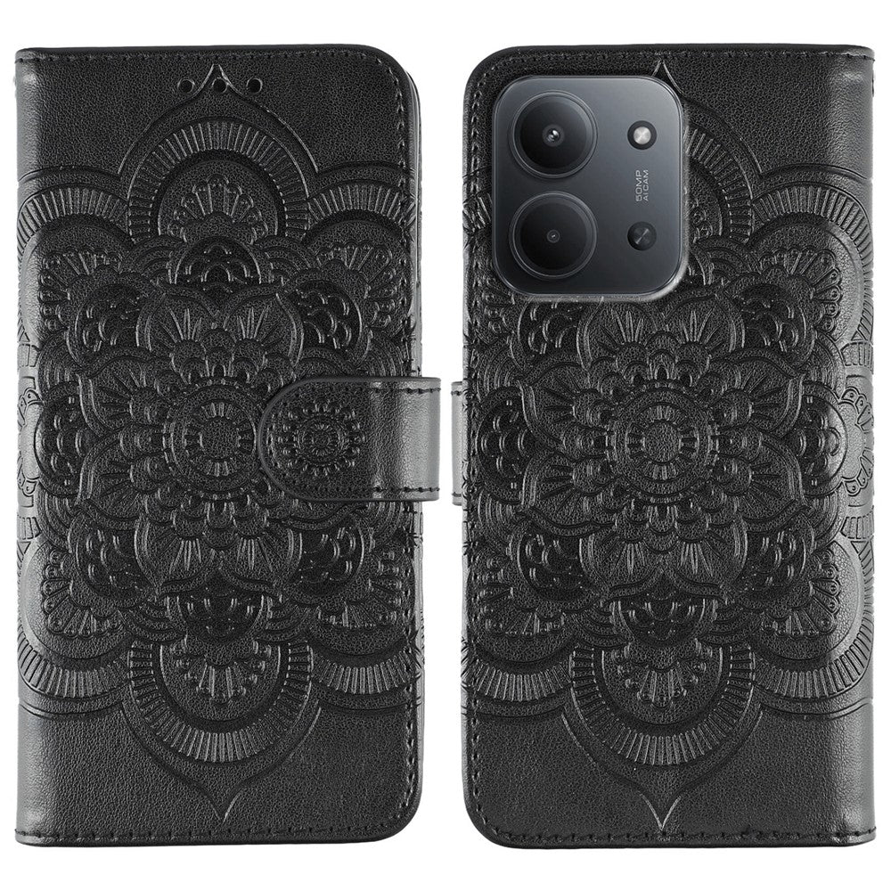 For Xiaomi Redmi 15C 4G (Global) (171mm) / Poco C85 4G (171mm) Case PU Leather Mandala Imprinted Design Wallet Phone Cover