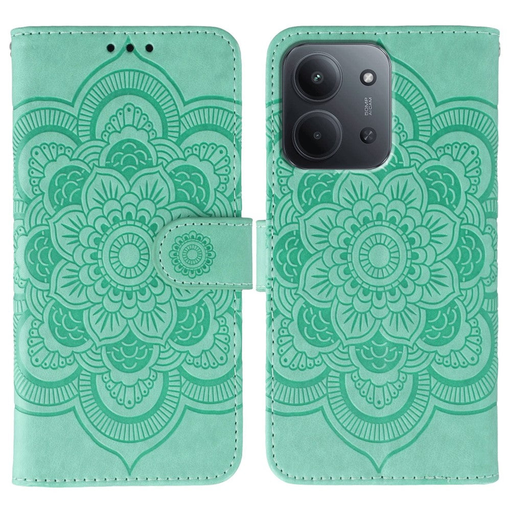 For Xiaomi Redmi 15C 4G (Global) (171mm) / Poco C85 4G (171mm) Case PU Leather Mandala Imprinted Design Wallet Phone Cover