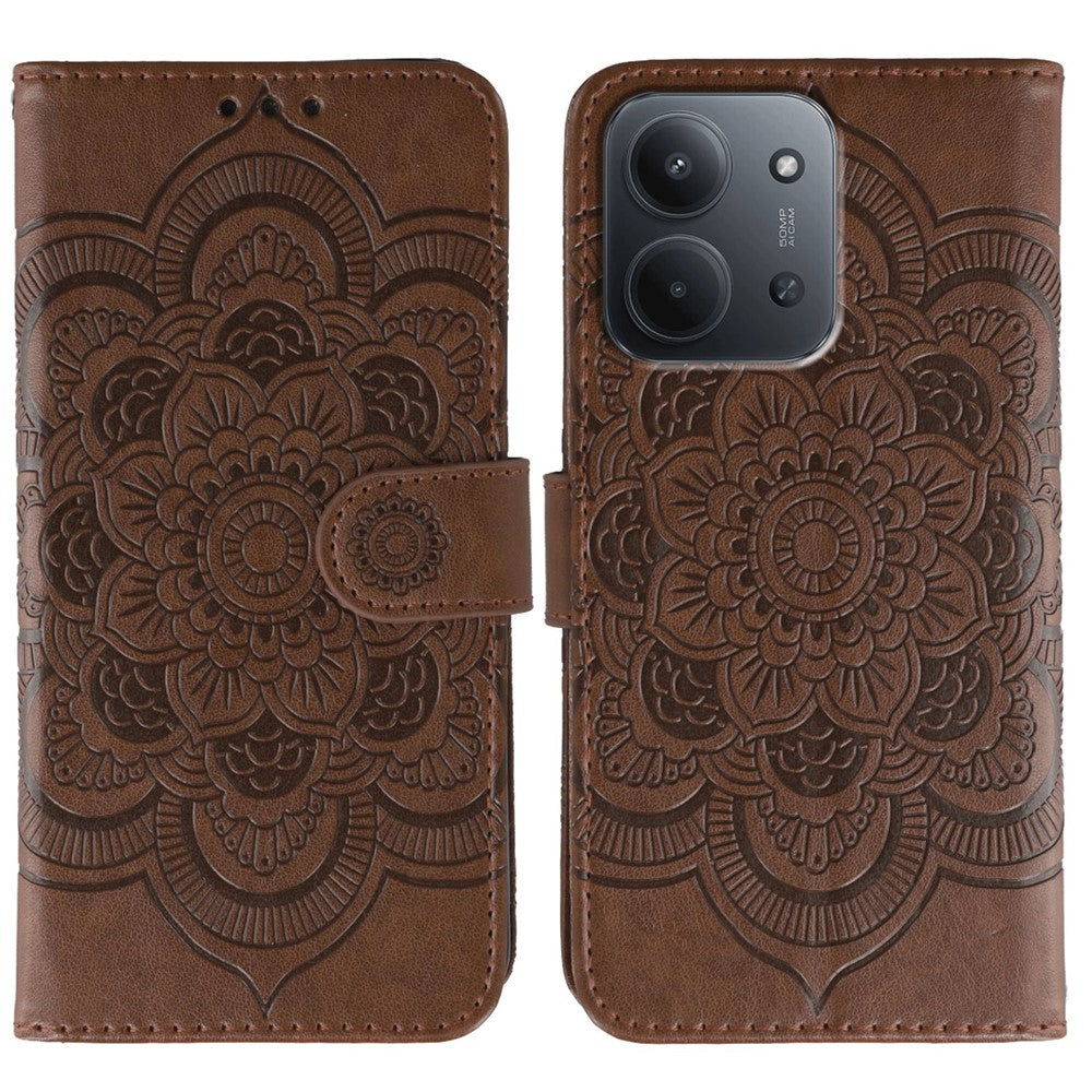For Xiaomi Redmi 15C 4G (Global) (171mm) / Poco C85 4G (171mm) Case PU Leather Mandala Imprinted Design Wallet Phone Cover