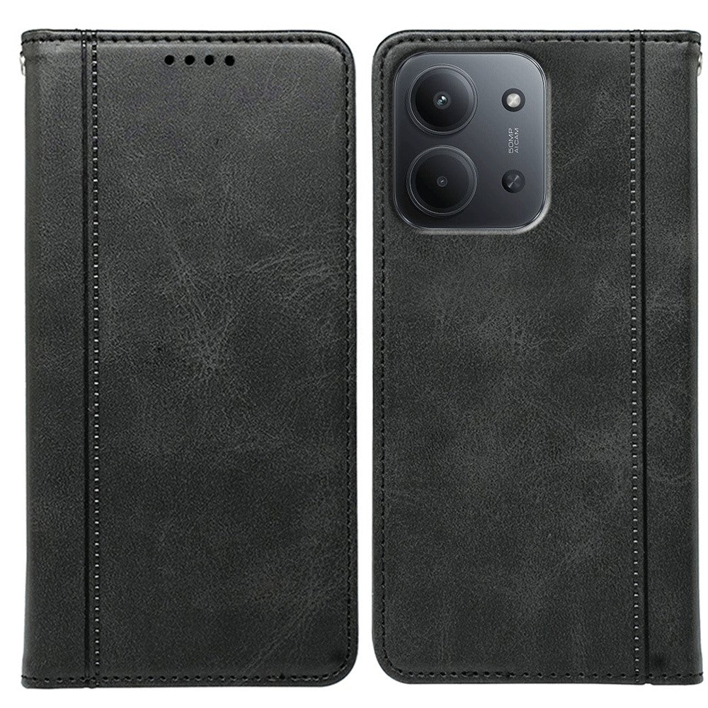 For Xiaomi Redmi 15C 4G (Global) (171mm) / Poco C85 4G (171mm) Case Hidden Magnetic Closure Calf Texture Leather Phone Cover