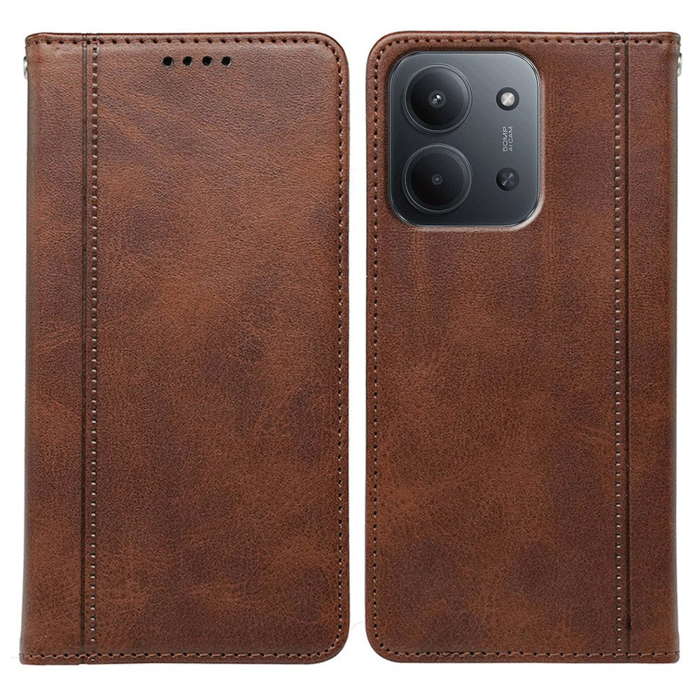 For Xiaomi Redmi 15C 4G (Global) (171mm) / Poco C85 4G (171mm) Case Hidden Magnetic Closure Calf Texture Leather Phone Cover