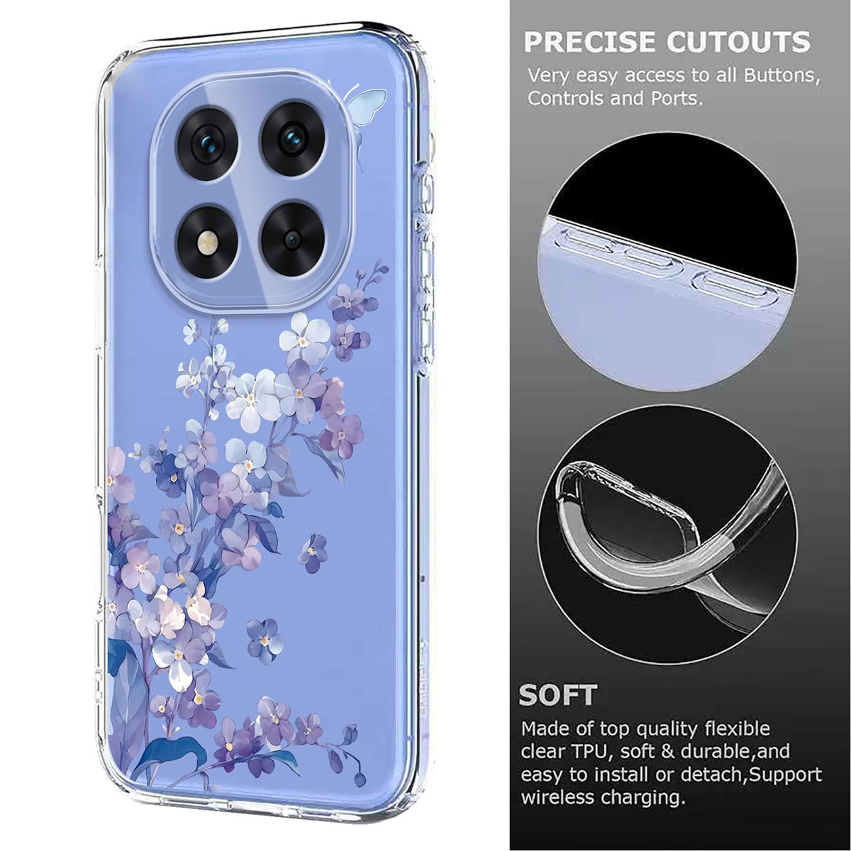 For Xiaomi Redmi Note 14 Pro 4G Case Butterfly Floral Pattern Printing TPU Phone Back Cover