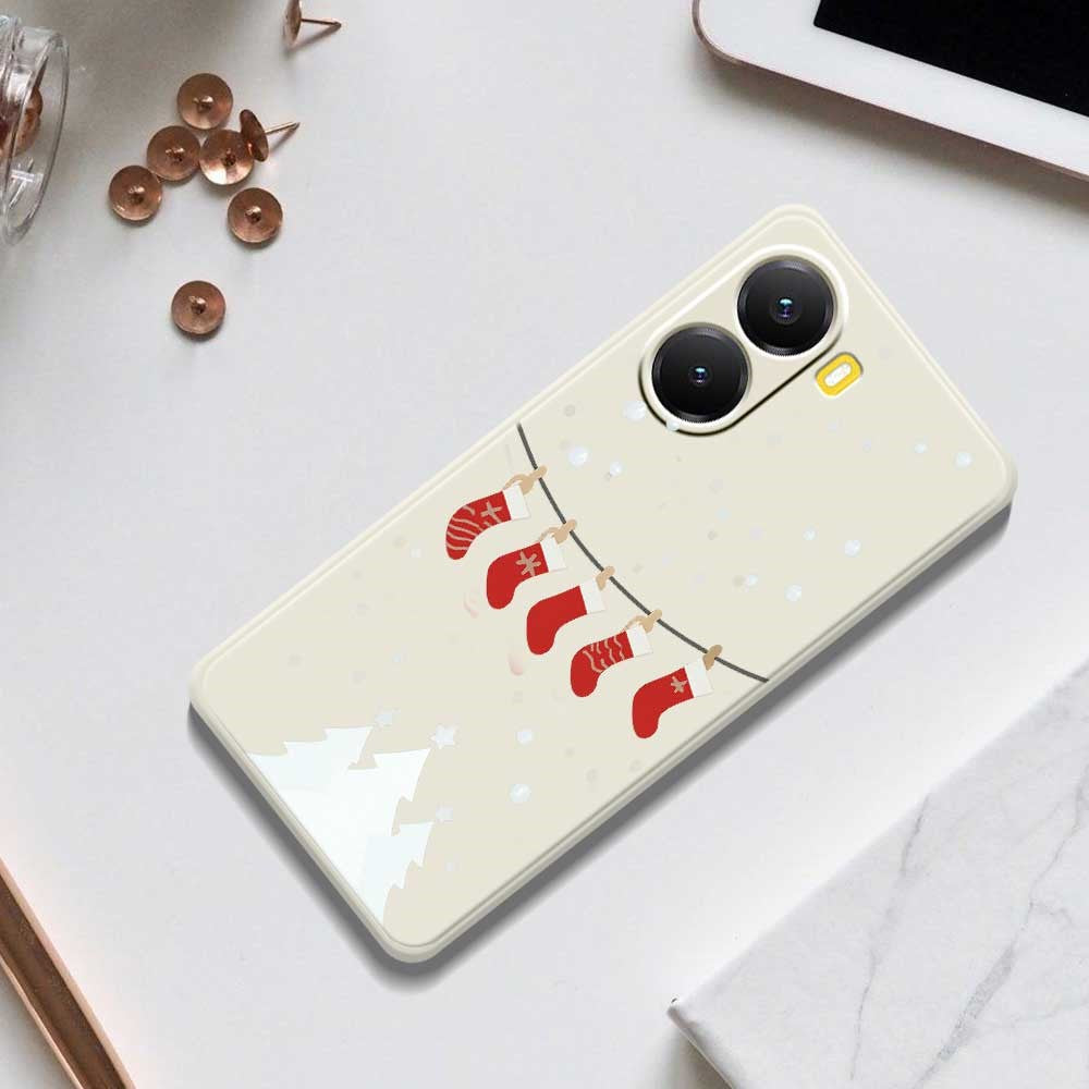 For Xiaomi Redmi Turbo 4 5G  /  Poco X7 Pro 5G Case Christmas Stockings Pattern Printing Straight Edge TPU Phone Back Cover