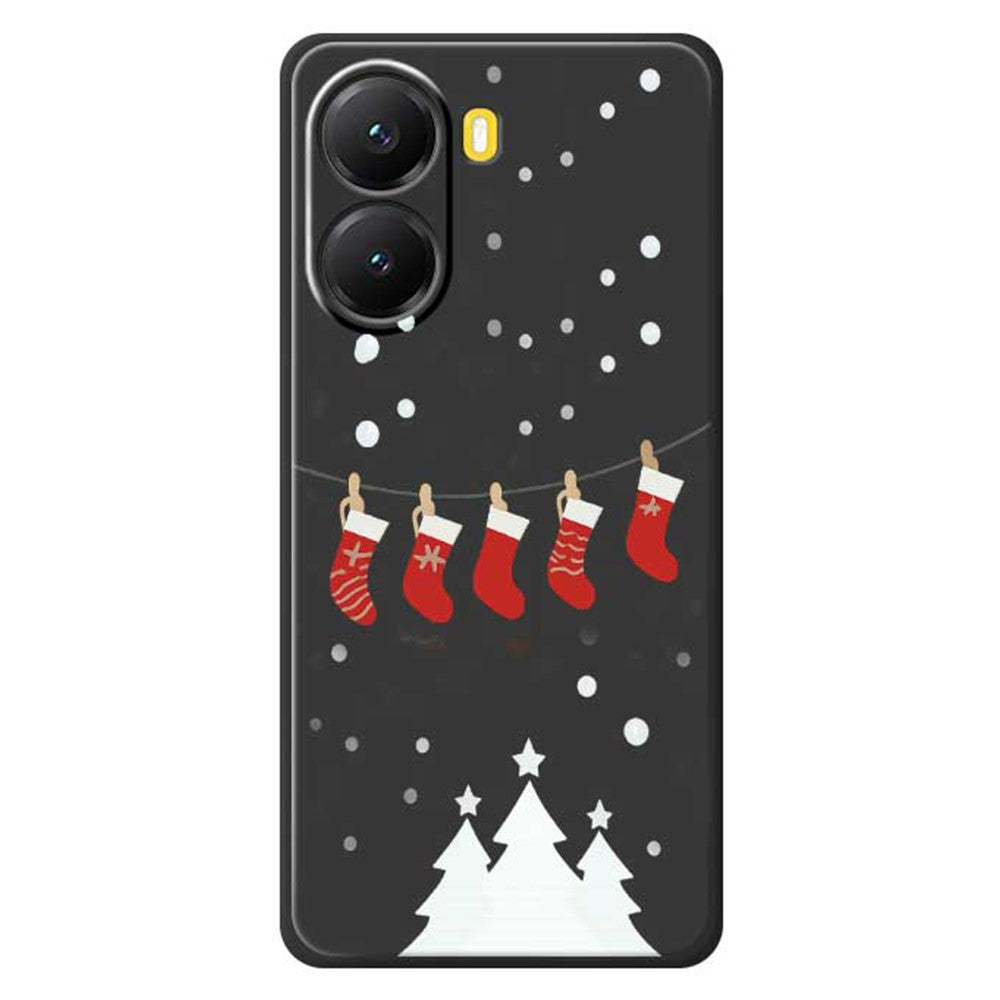 For Xiaomi Redmi Turbo 4 5G  /  Poco X7 Pro 5G Case Christmas Stockings Pattern Printing Straight Edge TPU Phone Back Cover