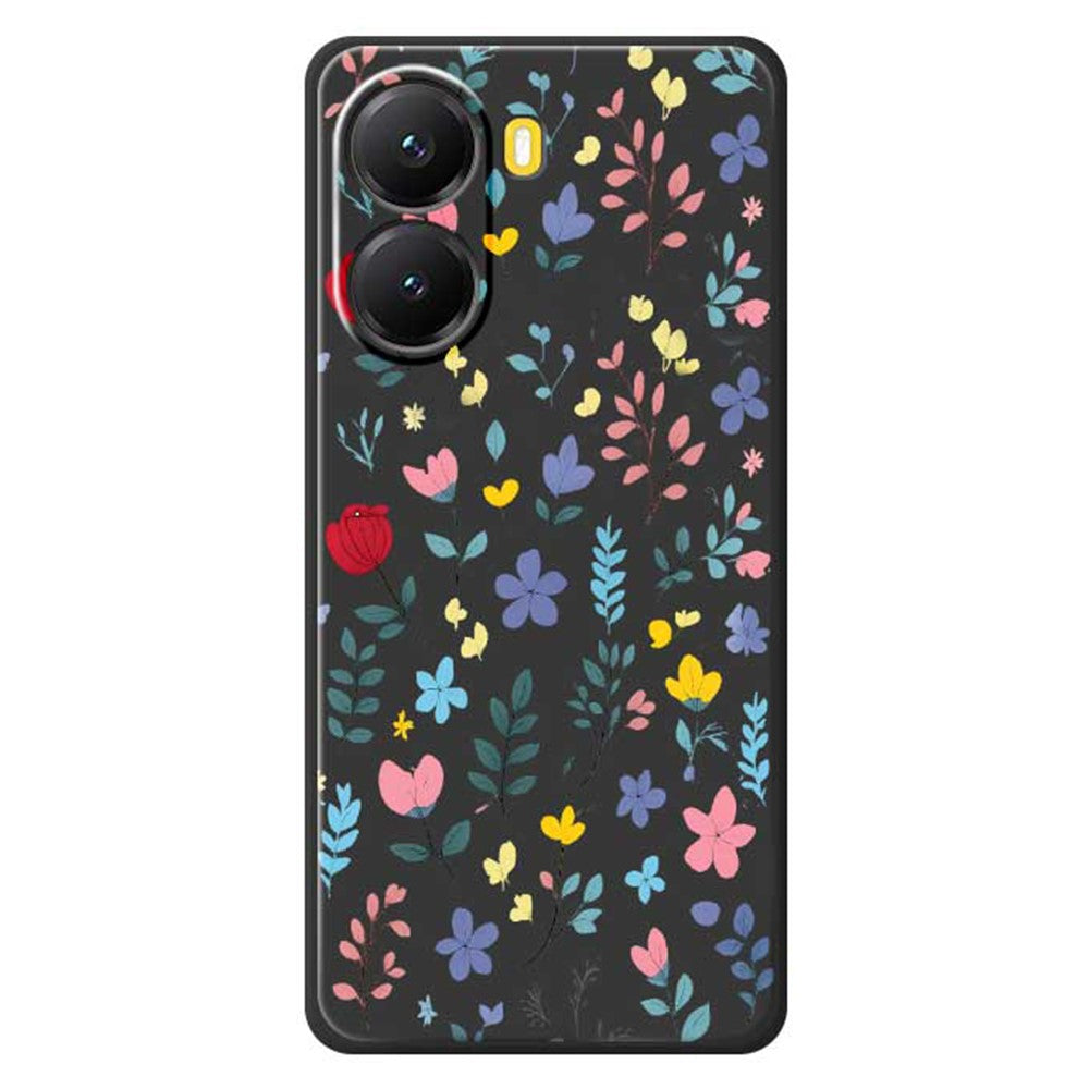 For Xiaomi Redmi Turbo 4 5G  /  Poco X7 Pro 5G Case Colorful Flower Branches Pattern Printing Straight Edge TPU Phone Back Cover