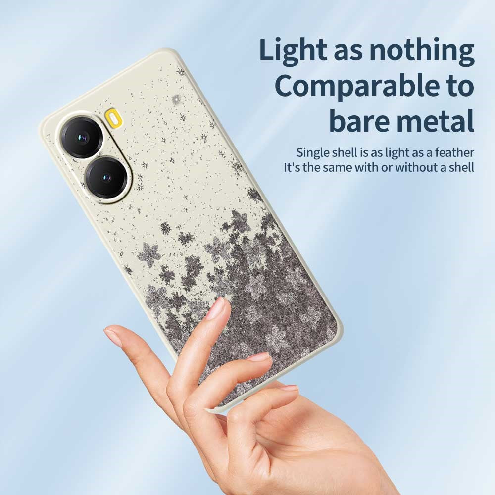 For Xiaomi Redmi Turbo 4 5G  /  Poco X7 Pro 5G Case Grey Flowers Pattern Printing Straight Edge TPU Phone Back Cover