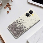 For Xiaomi Redmi Turbo 4 5G  /  Poco X7 Pro 5G Case Grey Flowers Pattern Printing Straight Edge TPU Phone Back Cover