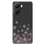For Xiaomi Redmi Turbo 4 5G  /  Poco X7 Pro 5G Case Grey Flowers Pattern Printing Straight Edge TPU Phone Back Cover