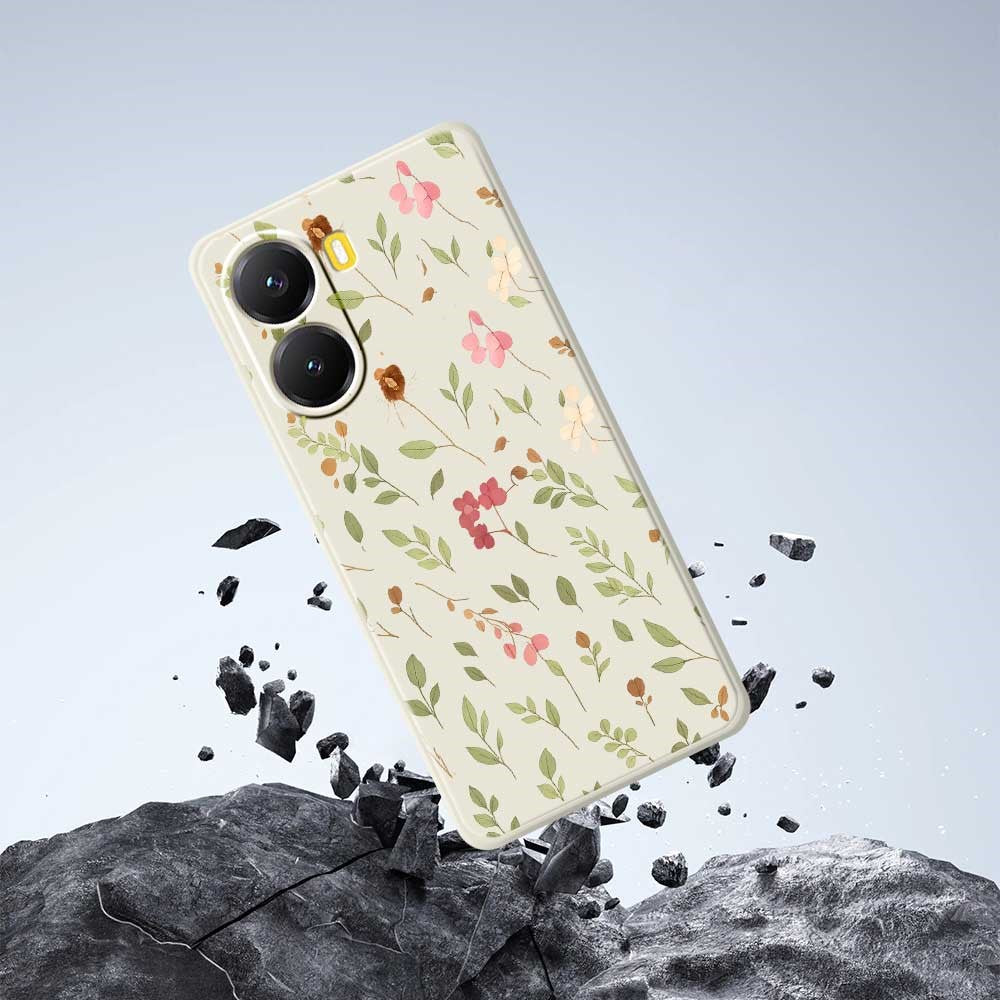 Xiaomi Redmi Turbo 4 5G / Poco X7 Pro 5G-skal Litet blommigt lövmönster tryck rak kant TPU-mobilbaksida