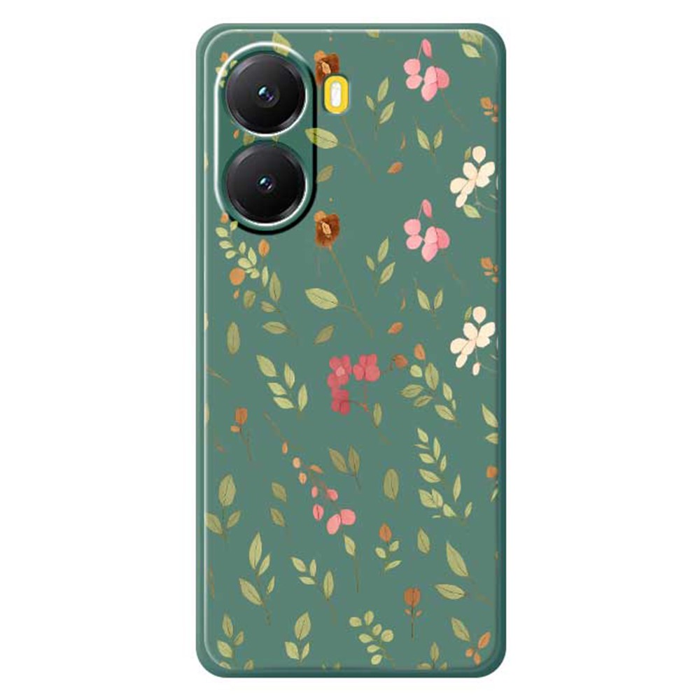 Xiaomi Redmi Turbo 4 5G / Poco X7 Pro 5G-skal Litet blommigt lövmönster tryck rak kant TPU-mobilbaksida