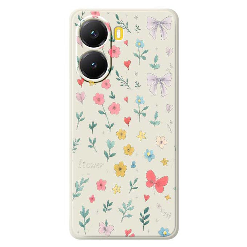 For Xiaomi Redmi Turbo 4 5G  /  Poco X7 Pro 5G Case Floral Bow Pattern Printing Straight Edge TPU Phone Back Cover