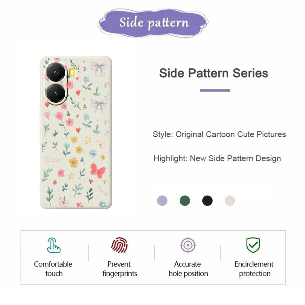 For Xiaomi Redmi Turbo 4 5G  /  Poco X7 Pro 5G Case Floral Bow Pattern Printing Straight Edge TPU Phone Back Cover