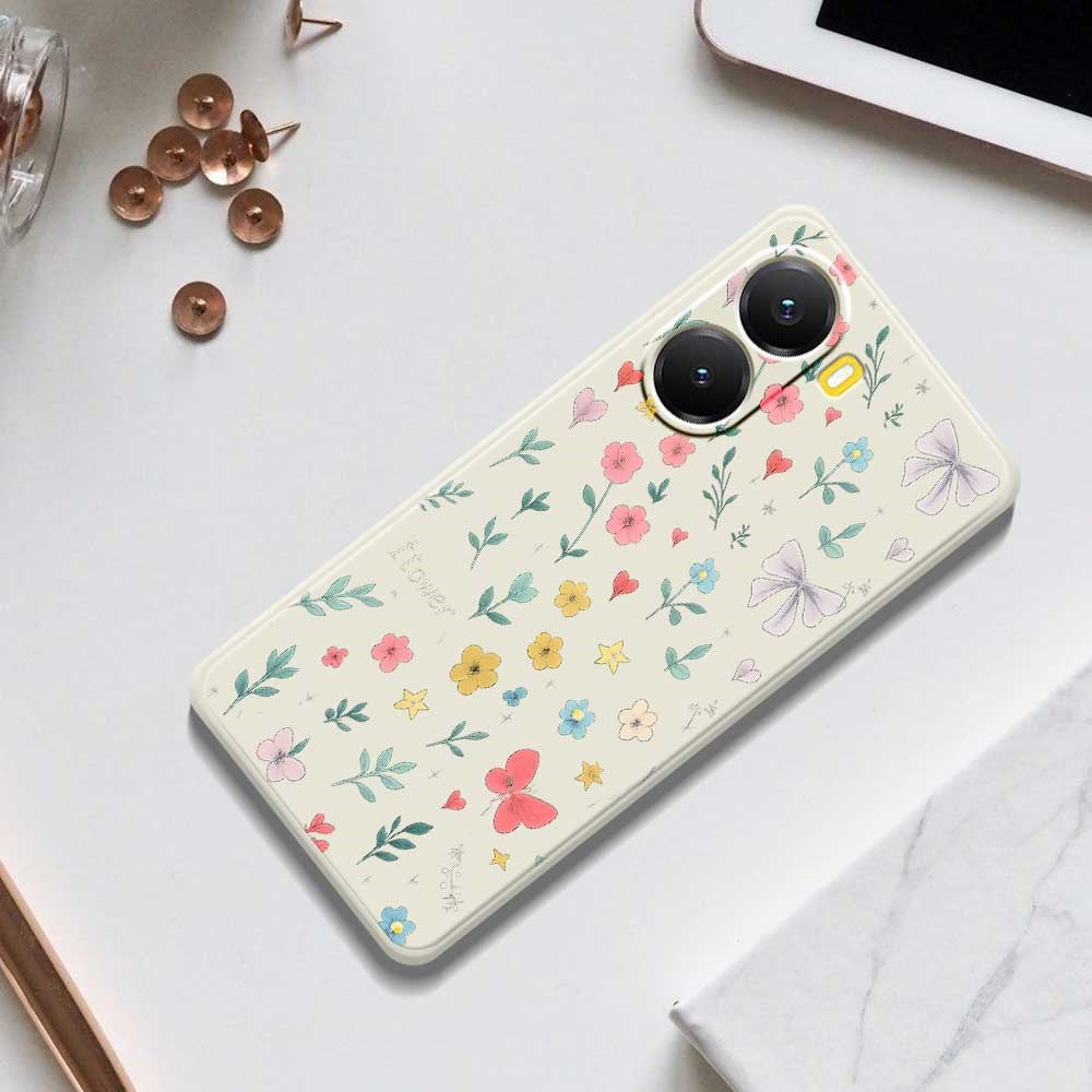 For Xiaomi Redmi Turbo 4 5G  /  Poco X7 Pro 5G Case Floral Bow Pattern Printing Straight Edge TPU Phone Back Cover