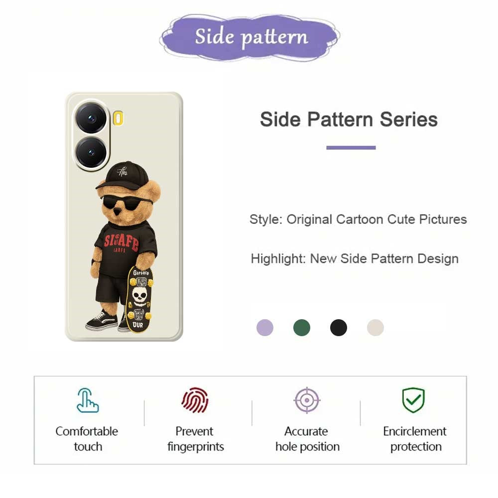 For Xiaomi Redmi Turbo 4 5G  /  Poco X7 Pro 5G Case Cool Bear Pattern Printing Straight Edge TPU Phone Back Cover