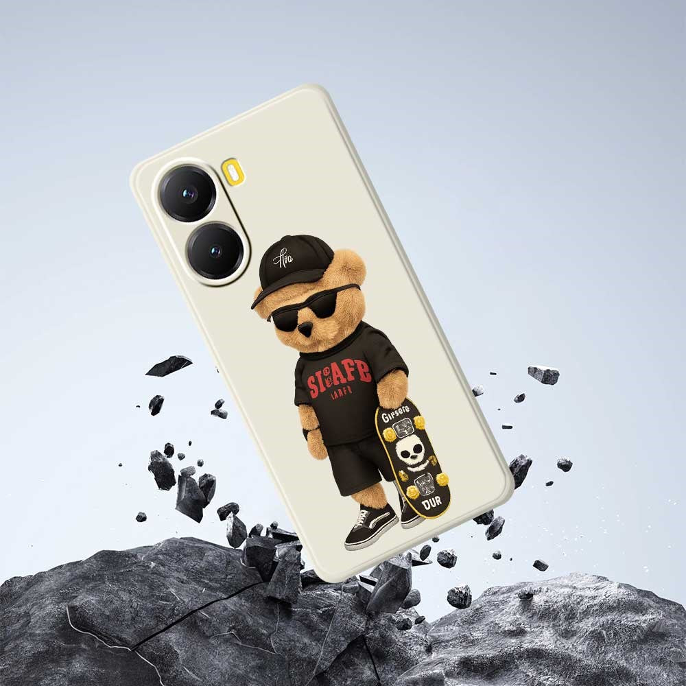 For Xiaomi Redmi Turbo 4 5G  /  Poco X7 Pro 5G Case Cool Bear Pattern Printing Straight Edge TPU Phone Back Cover