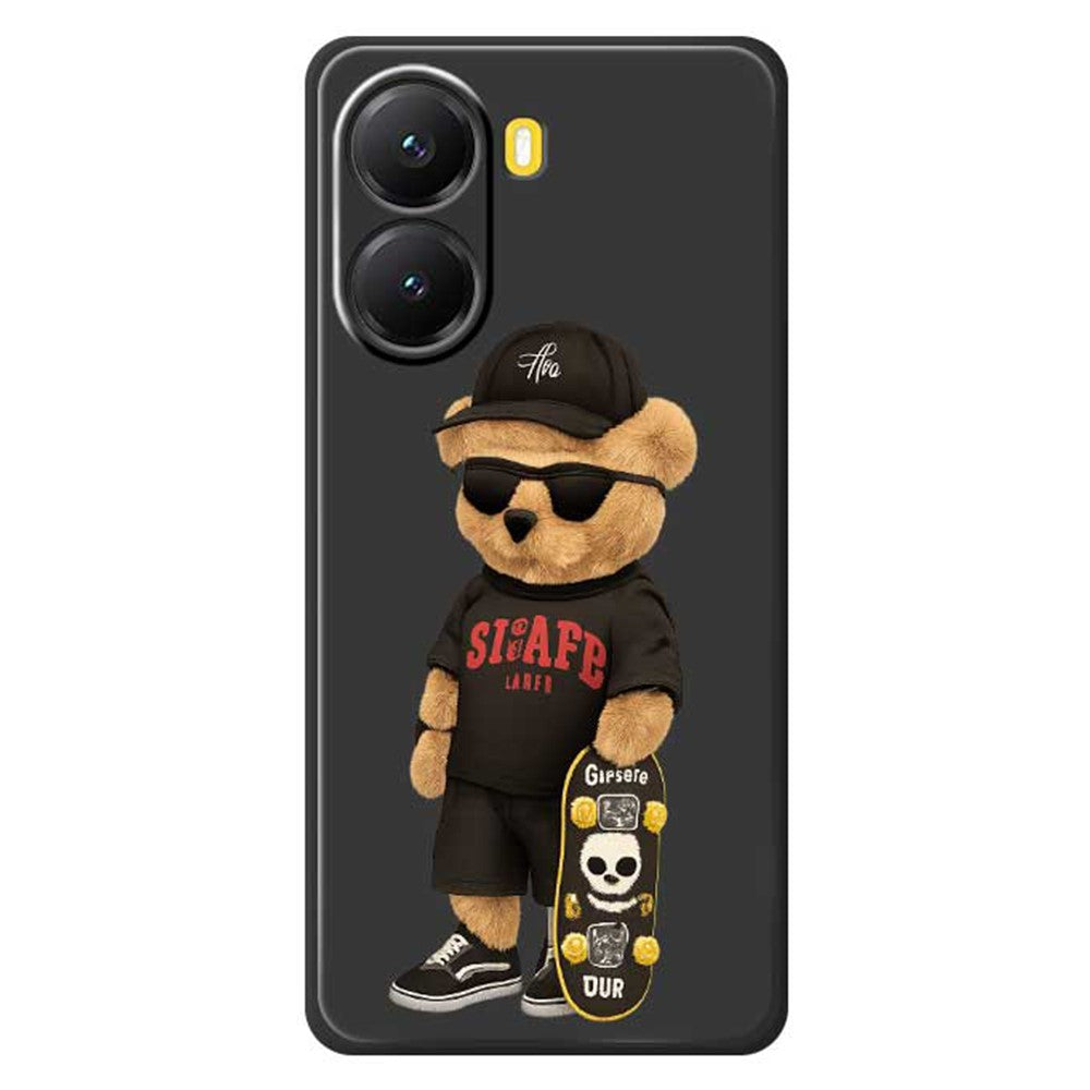 For Xiaomi Redmi Turbo 4 5G  /  Poco X7 Pro 5G Case Cool Bear Pattern Printing Straight Edge TPU Phone Back Cover