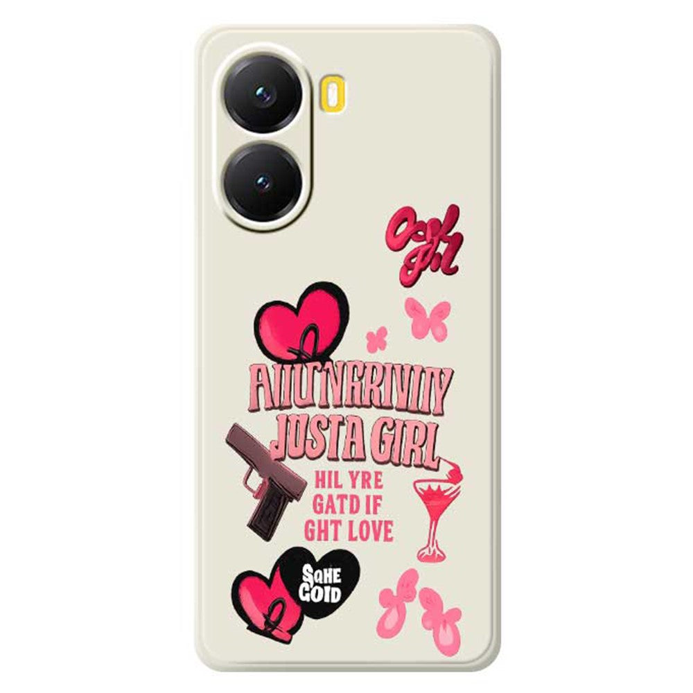 For Xiaomi Redmi Turbo 4 5G  /  Poco X7 Pro 5G Case Pink Elements Pattern Printing Straight Edge TPU Phone Back Cover