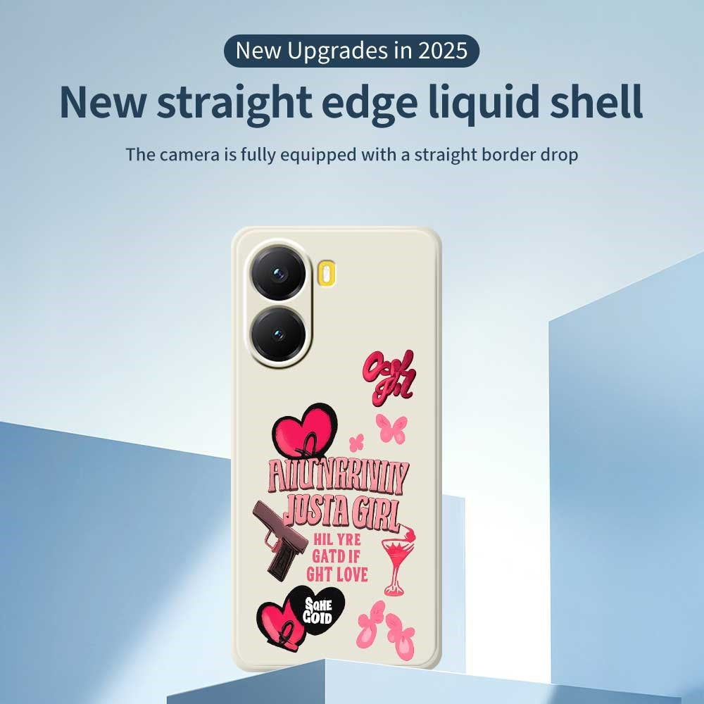 For Xiaomi Redmi Turbo 4 5G  /  Poco X7 Pro 5G Case Pink Elements Pattern Printing Straight Edge TPU Phone Back Cover