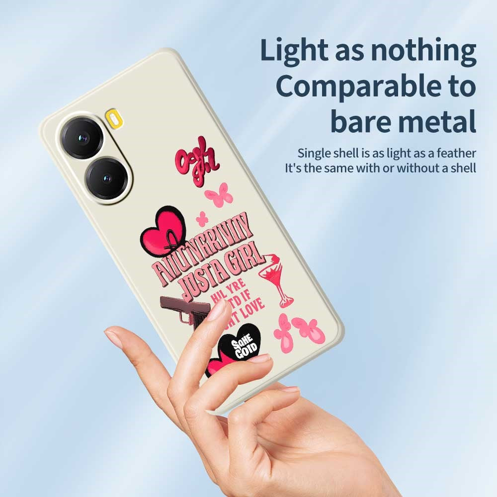 For Xiaomi Redmi Turbo 4 5G  /  Poco X7 Pro 5G Case Pink Elements Pattern Printing Straight Edge TPU Phone Back Cover