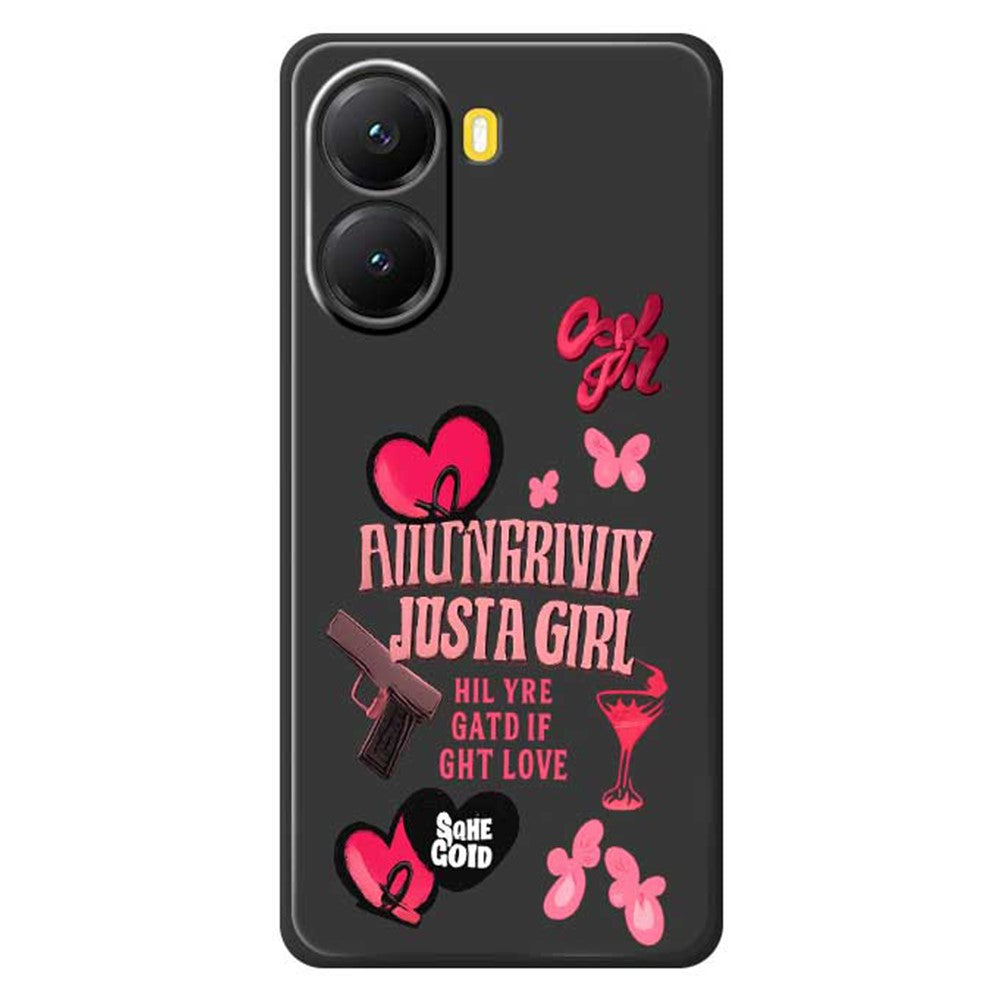 For Xiaomi Redmi Turbo 4 5G  /  Poco X7 Pro 5G Case Pink Elements Pattern Printing Straight Edge TPU Phone Back Cover