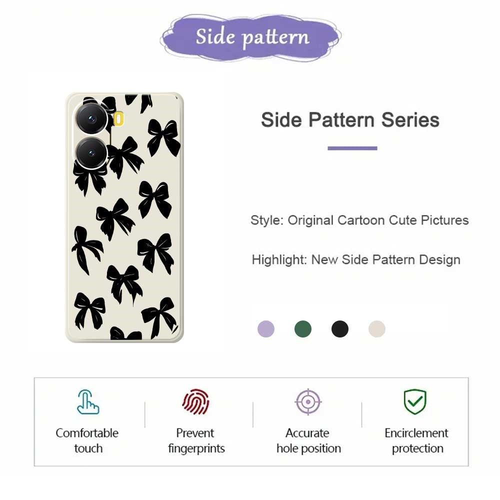 For Xiaomi Redmi Turbo 4 5G  /  Poco X7 Pro 5G Case Black Bow Pattern Printing Straight Edge TPU Phone Back Cover