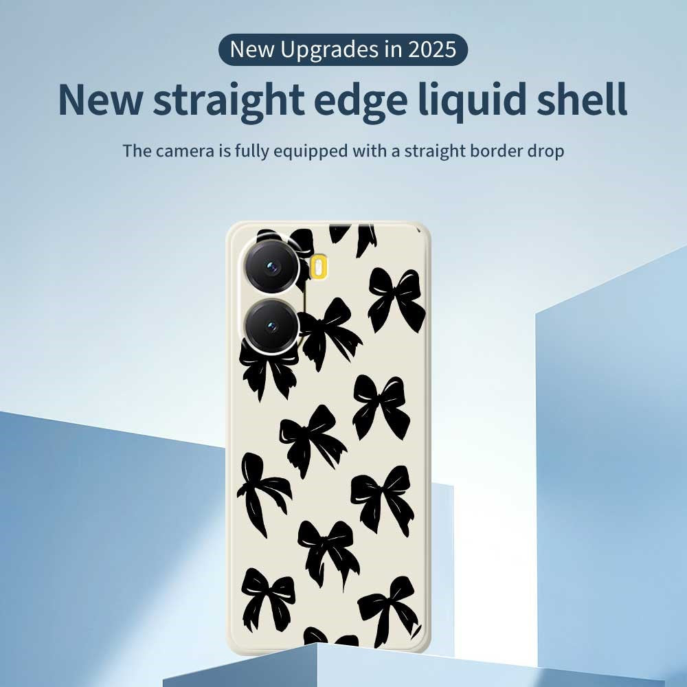 For Xiaomi Redmi Turbo 4 5G  /  Poco X7 Pro 5G Case Black Bow Pattern Printing Straight Edge TPU Phone Back Cover