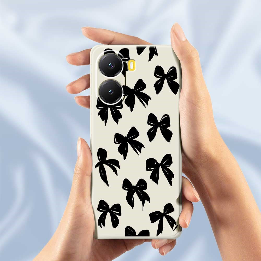 For Xiaomi Redmi Turbo 4 5G  /  Poco X7 Pro 5G Case Black Bow Pattern Printing Straight Edge TPU Phone Back Cover