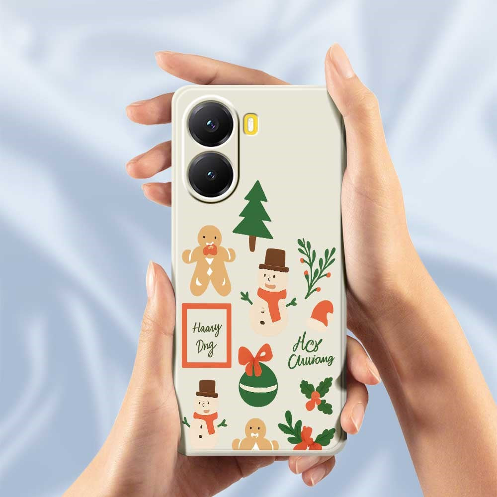 For Xiaomi Redmi Turbo 4 5G  /  Poco X7 Pro 5G Case Christmas Snowman Pattern Printing Straight Edge TPU Phone Back Cover